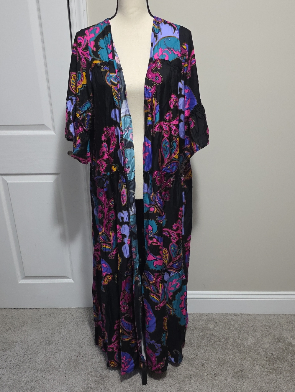 Johnny Was Fatima Silk Blend Tiered Kimono XS Great For Summer!